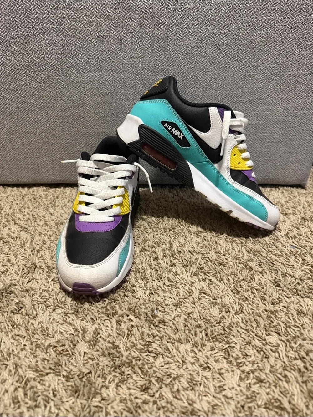 Nike Big Kids Air Max Sneakers - Teal/Black/White/Purple/Yellow